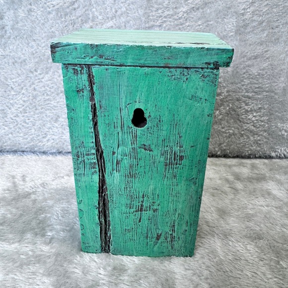 Hand Painted Folk Art Resin Wall Cubby Bluebird Cottagecore Rustic Birdhouse - Picture 3 of 5